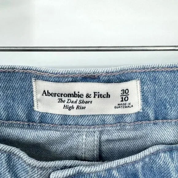 Abercrombie and Fitch The Dad Shorts Denim 10 Blue White High Rise Retro Y2K - Picture 5 of 6
